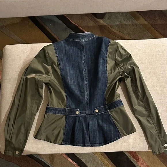 White House Black Market Denim and Olive Jacket - Picture 5 of 5